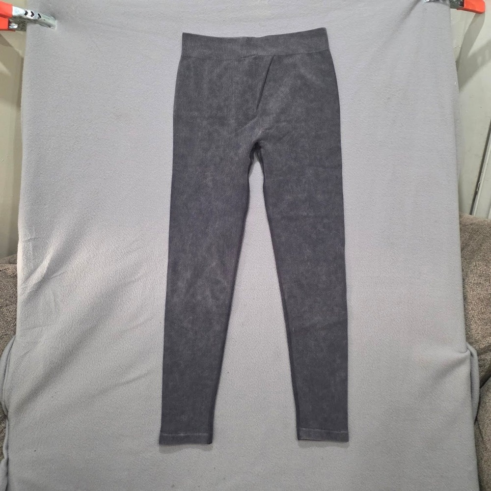 ANWND Mineral Wash Leggings Charcoal Grey High Waisted Ribbed Seamless M/L 5218I - Picture 4 of 5